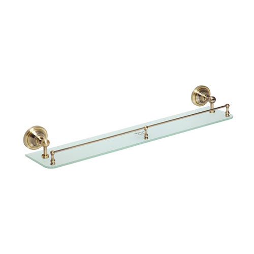 Polička skleněná s hrazdou 600 mm, matné sklo, bronz, RETRO 3