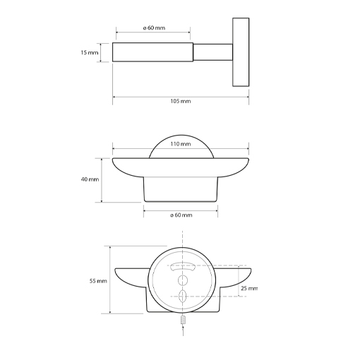 Mýdlenka skleněná 110 x 125 x 55 mm, OMEGA