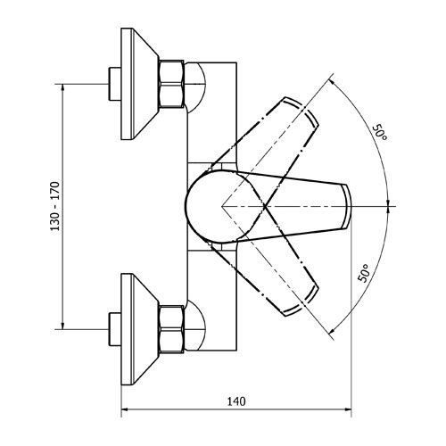 Baterie sprchová nástěnná bez příslušenství, rozteč 150 mm, chrom, TRINNITY NEW
