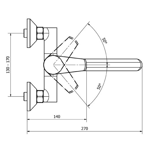 Baterie dřezová nástěnná, ploché ústí 200 mm (rozteč 150 mm), chrom, TRINNITY NEW