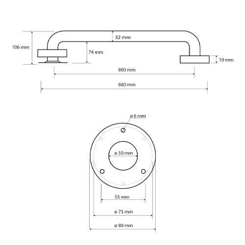 Madlo 800 mm, nerez, HELP