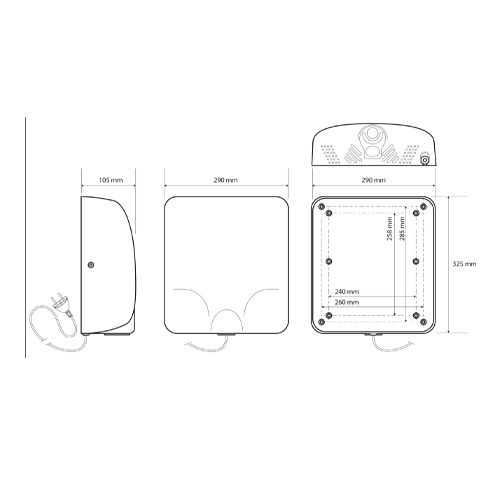 Osoušeč  rukou bezdotykový 1000W, HEPA filtr, LED light, nerez lesk