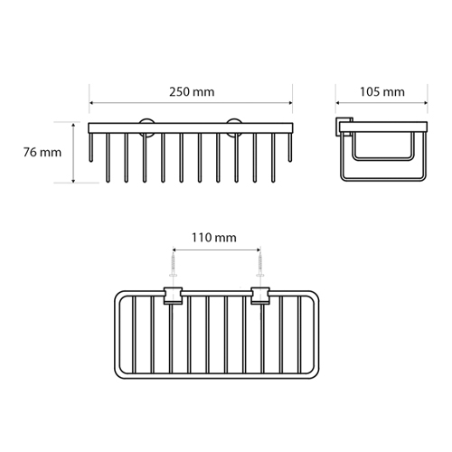 Polička do sprchy nízká 250 mm, CYTRO