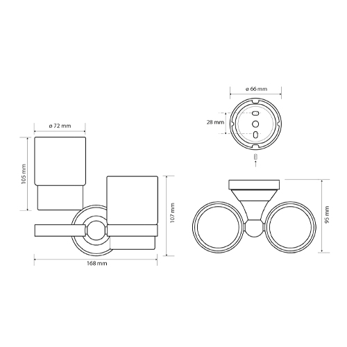 Držák kartáčků dvojitý, KERA