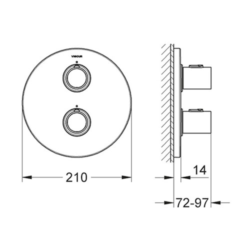 Baterie vanová podomítková, vrchní díl pro VIGOURUPK, DERBY STYLE VIGOUR
