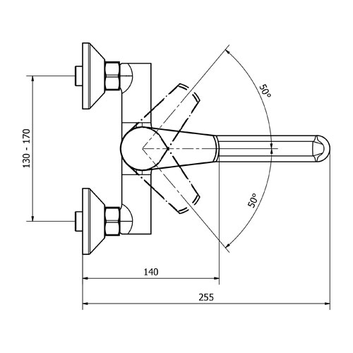 Baterie dřezová nástěnná, ploché S-ústí 180 mm (rozteč 150 mm), chrom, TRINNITY NEW