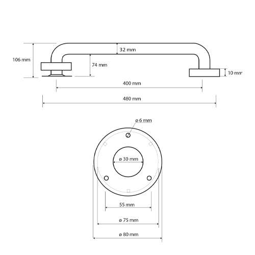 Madlo 400 mm, brus, HELP