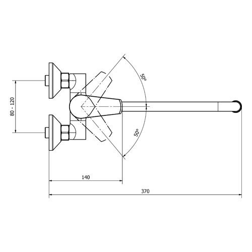 Baterie dřezová nástěnná, kulaté ústí 300 mm (rozteč 100 mm), chrom, TRINNITY NEW