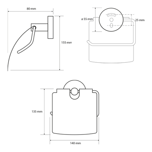 Držák toaletního papíru s krytem, černá, DARK