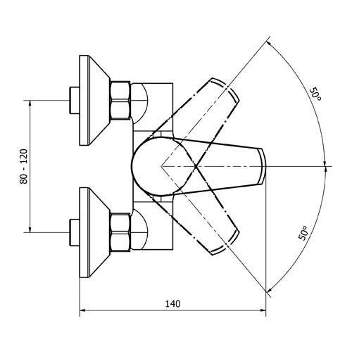 Baterie sprchová nástěnná bez příslušenství, rozteč 100 mm, chrom, TRINNITY NEW