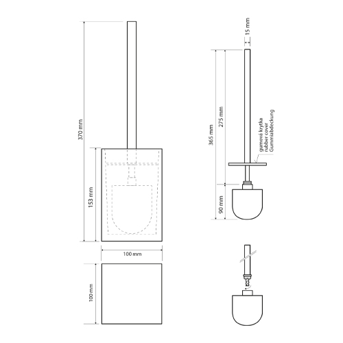 Štětka toaletní na postavení; černá, VISTA