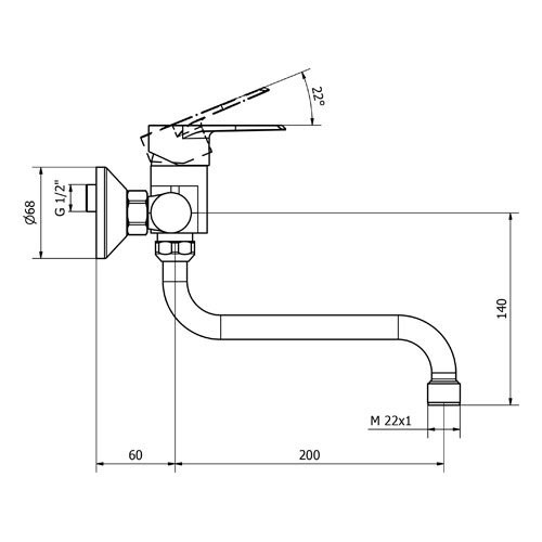 Baterie dřezová nástěnná, kulaté ústí 200 mm (rozteč 100 mm), chrom, TRINNITY NEW