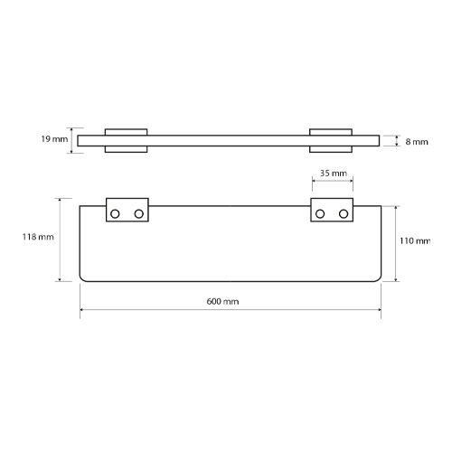 Polička skleněná 600 mm, NERO