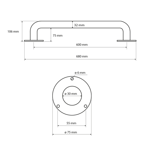 Madlo 600 mm, bílé, HELP