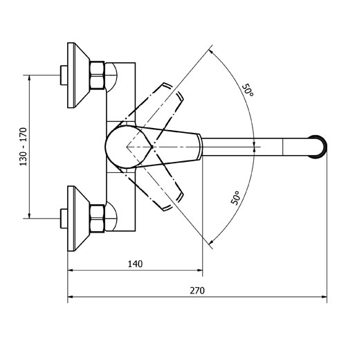 Baterie dřezová nástěnná, kulaté ústí 200 mm (rozteč 150 mm), chrom, TRINNITY NEW