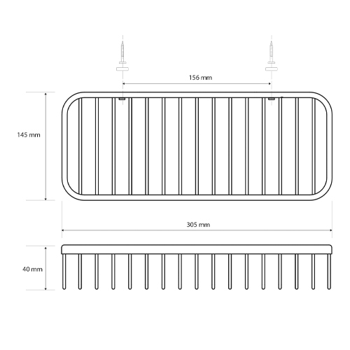 Polička do sprchy, drátěná, nízká, 305 x 40 x 145 mm, CYTRO