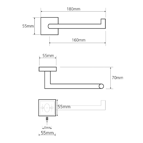 Držák toaletního papíru bez krytu vodorovný, BETA