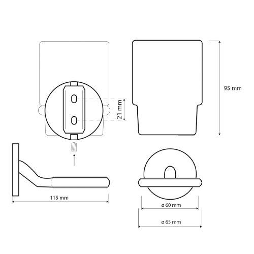 Držák sklenice se sklenicí, sklo/chrom, ALFA