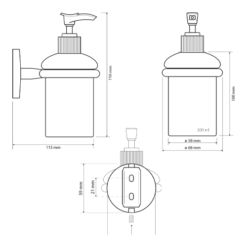 Dávkovač tekutého mýdla, pískované sklo, ALFA