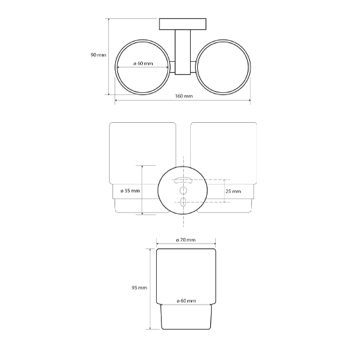 Držák sklenice dvojitý, OMEGA