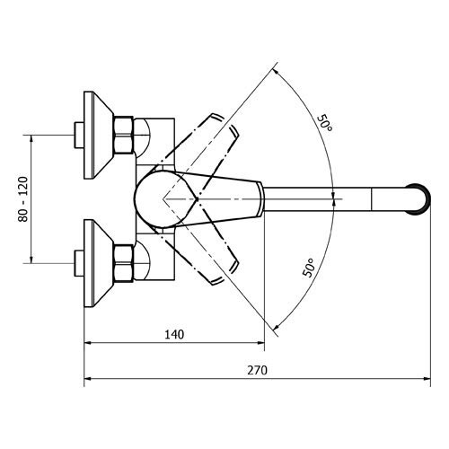 Baterie dřezová nástěnná, kulaté ústí 200 mm (rozteč 100 mm), chrom, TRINNITY NEW
