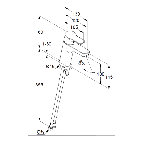 Baterie umyvadlová stojánková páková výšky 100 mm, bez odpadové soupravy, chrom, PURE&EASY