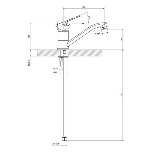 Baterie umyvadlová stojánková bez ovládání odtoku, otočné ústí 150 mm, chrom, TRINNITY NEW