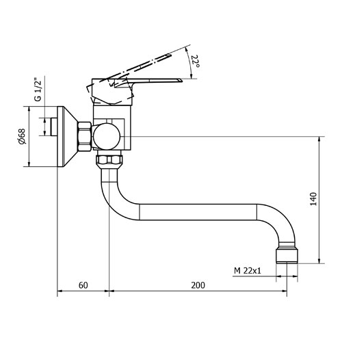 Baterie dřezová nástěnná, kulaté ústí 200 mm (rozteč 150 mm), chrom, TRINNITY NEW