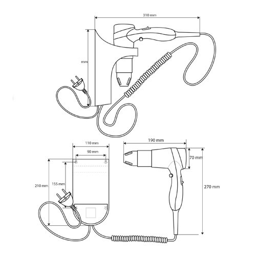 Fén s držákem, bílý