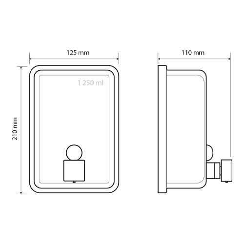 Dávkovač tekutého mýdla 1250 ml, černá pumpička, brus