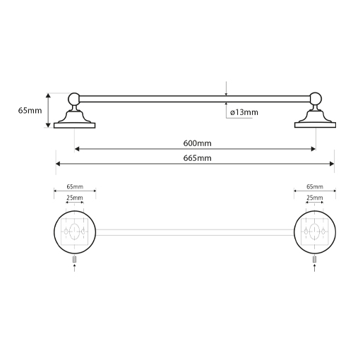 Držák ručníků, chrom, RETRO 1