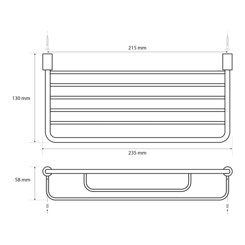 Polička drátěná nízká 235 mm, CYTRO
