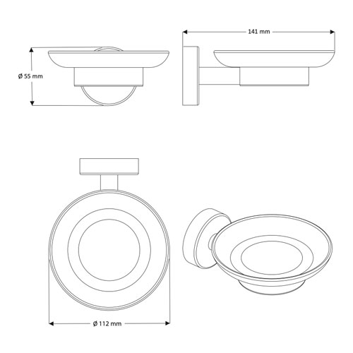 Mýdlenka, nerez/sklo, povrch černý matný
(SLZD 13N)
