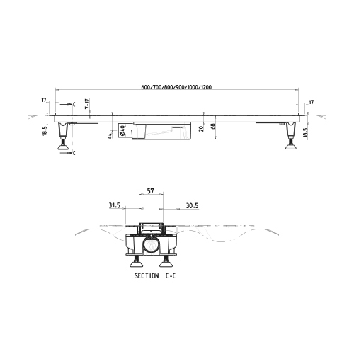 Žlab základní 90 cm, VIGOUR