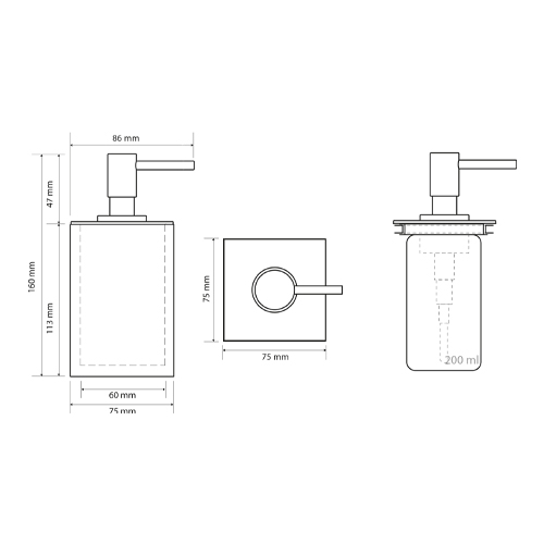 Dávkovač tekutého mýdla na postavení, černý, GAMMA