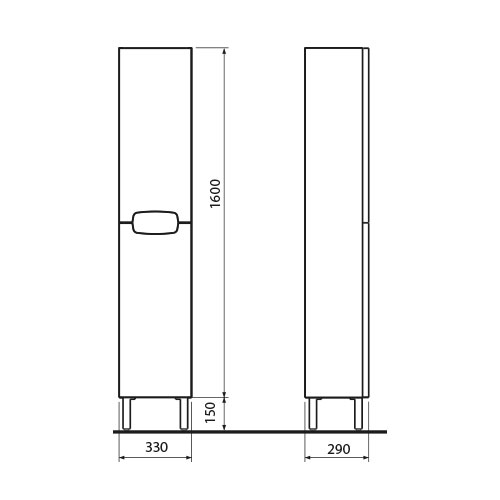 Skříňka vysoká 33x160x29,2 cm, závěsná, lesklá bílá/lesklá bílá, REKORD
