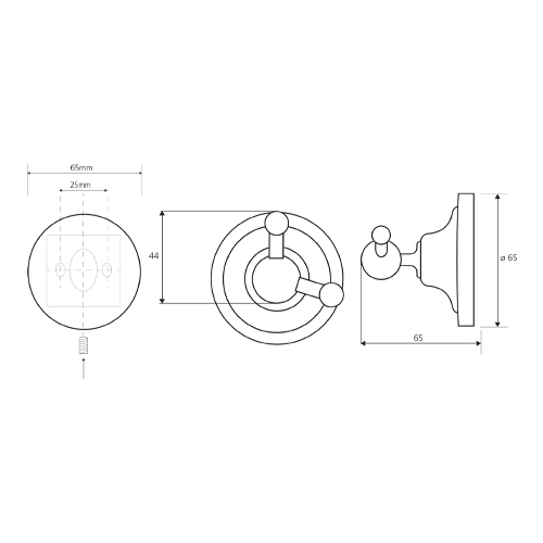 Věšáček dvojitý, chrom, RETRO 1
