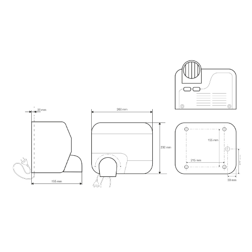 Osoušeč rukou bezdotykový - 2300W, LED light, nerez lesk