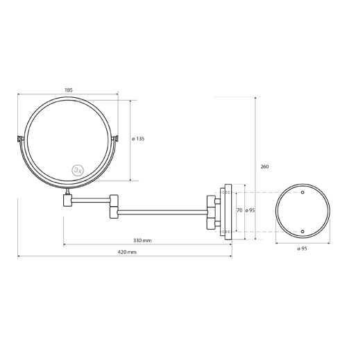 Zrcátko kosmetické bez osvětlení