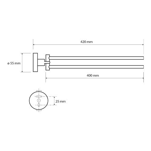 Držák ručníků dvojitý otočný na jedné úchytce, OMEGA