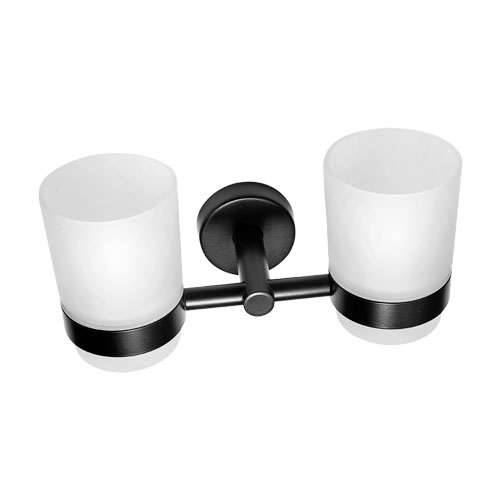 Držák kartáčků dvojitý, nerez/sklo, povrch černý matný
(SLZD 15N)