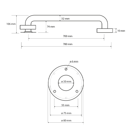 Madlo 700 mm, nerez, HELP