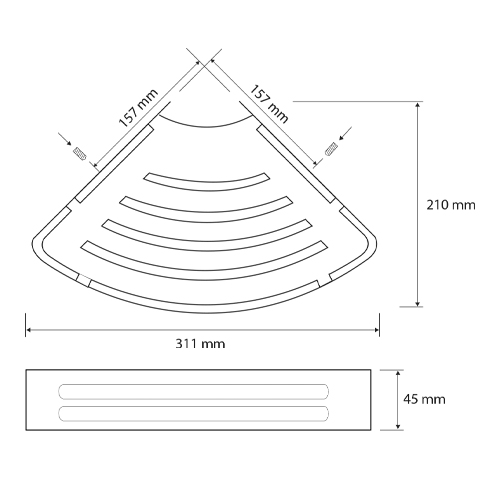 Mýdlenka do sprchy rohová nerez lesk, CYTRO