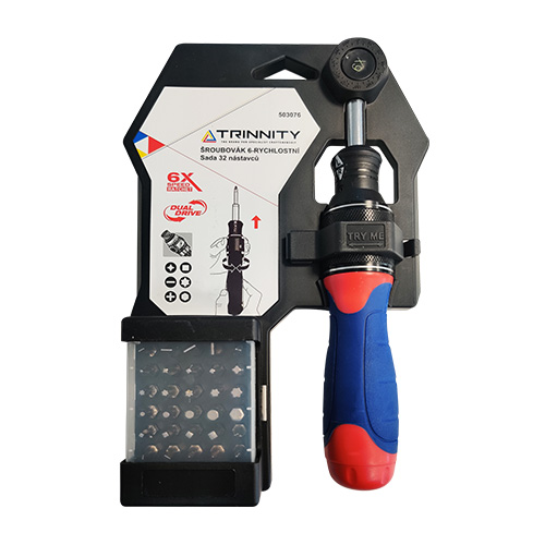 Šroubovák 6 rychlostí, sada 32 nástavců, Trinnity