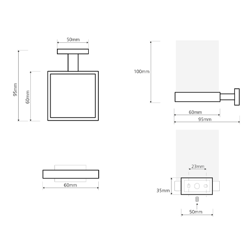 Držák sklenice, hranatý, PLAZA