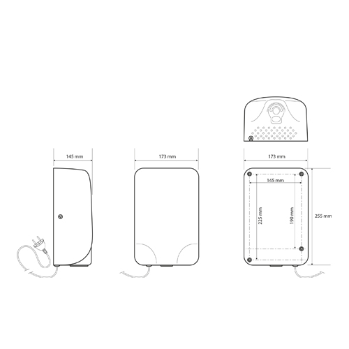 Osoušeč rukou bezdotykový - 1350W,  LED light, nerez lesk