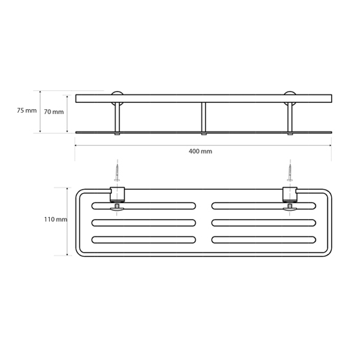 Polička do sprchy, 400 x 75 x 110 mm, CYTRO