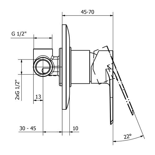 Baterie sprchová podomítková, chrom, TRINNITY NEW