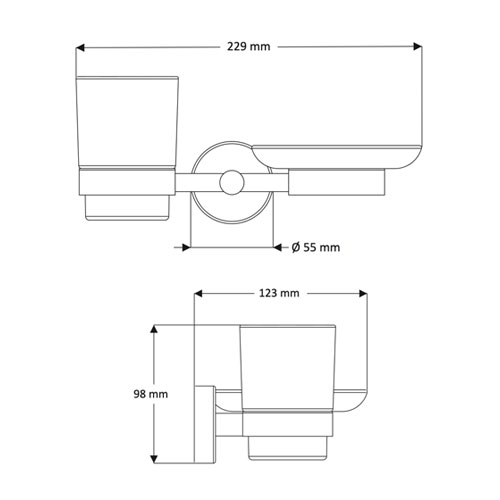 Držák kartáčků a mýdlenka, nerez/sklo, povrch černý matný
(SLZD 17N)