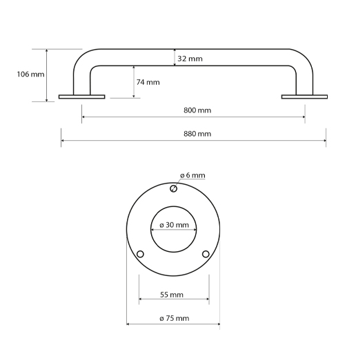 Madlo 800 mm, bílé, HELP